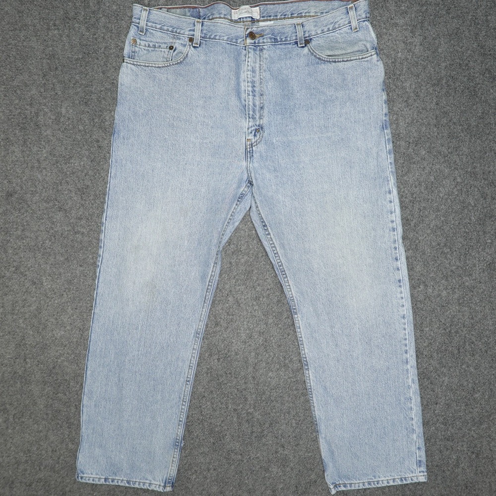 Levi Strauss Signature Jeans Mens 42x30 Blue Regular Fit Denim Distressed Pants